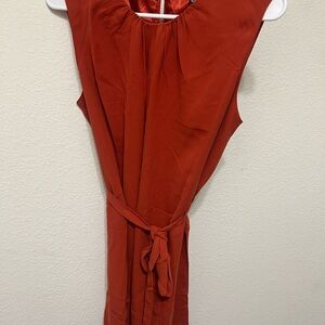 Elegant Rust Sleeveless Dress